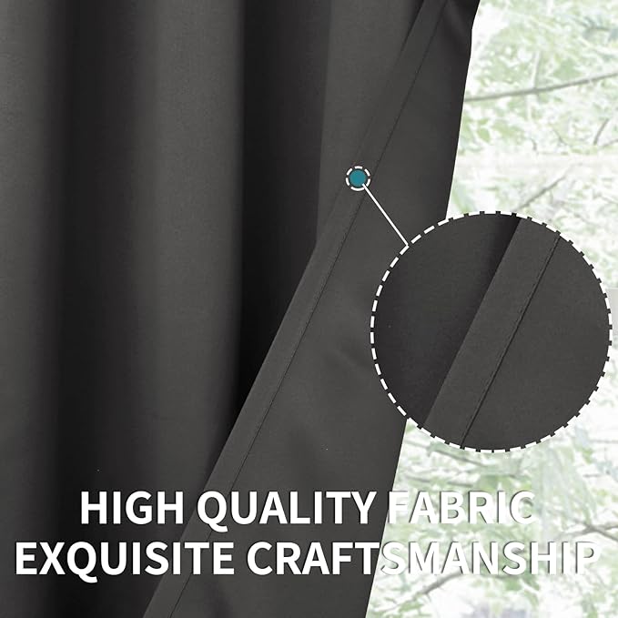 BGment Blackout Curtains - Grommet Thermal Insulated Room Darkening Bedroom and Living Room Curtain, Set of 2 Panels (42 x 72 Inch, Dark Grey)