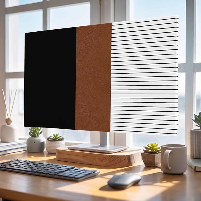 Vintage Black Brown Color Block Indoor TV Cover, Elastic TV Screen Protector - Image 4