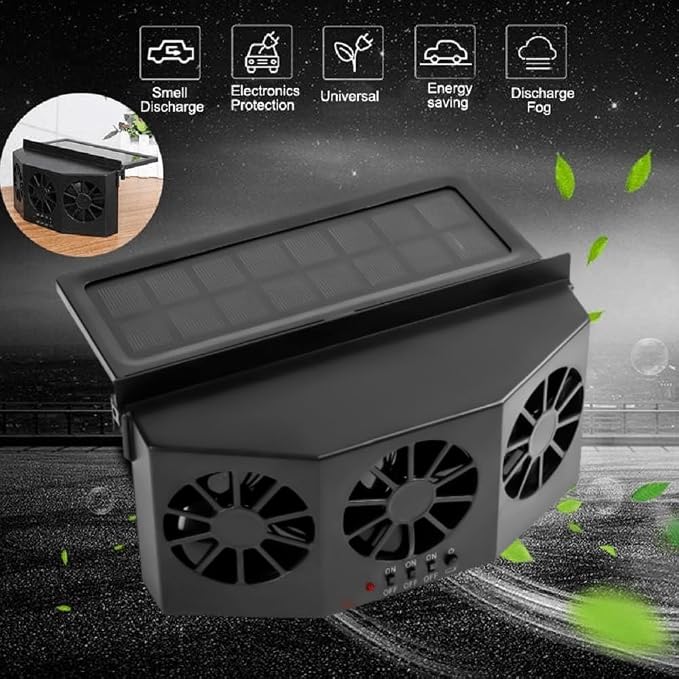 Solar Powered Car Window Exhaust Fan | 3 Fan Car Solar Power Air Vent Radiator - Image 4