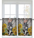 Farmhouse Half Window Curtains 24 Inches Long, Vintage Sunflowers Animals by Unknown