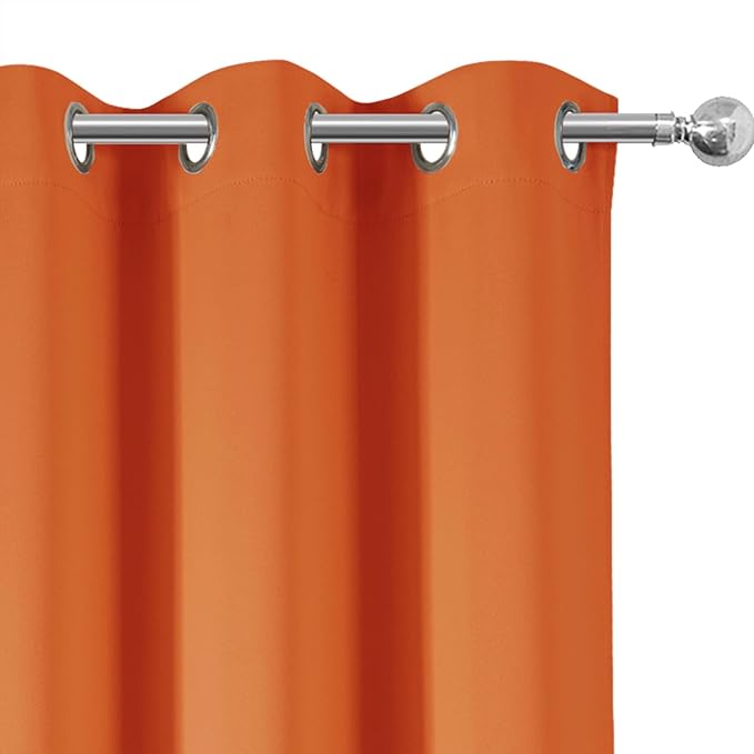 LEMOMO Blackout Curtains 66 x 72 Inch Long Orange Curtains Set of 2 Panels Room Darkening Curtains for Bedroom and Living Room