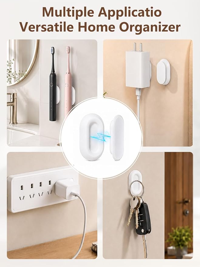 Magnetic Remote Control Holder Wall Mount, 5 Pack-White | Drill-Free - Image 5
