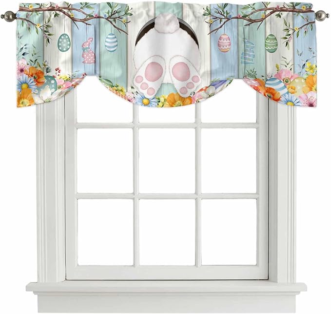 Easter Tie Up Valance Curtains for Windows, Kitchen Curtains Window Shades by Unknown