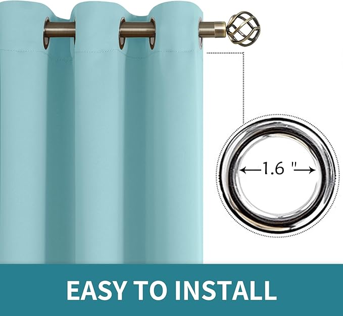 BGment Blackout Curtains - Grommet Thermal Insulated Room Darkening Bedroom and Living Room Curtains, Set of 2 Panels (55 x 69 Inch, Baby Blue)