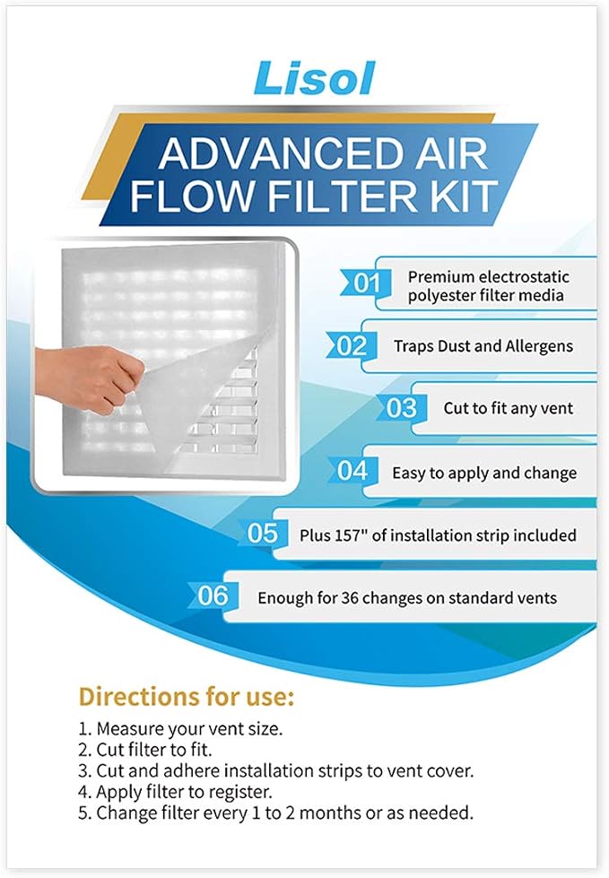 Lisol Complete Air Vent Filters Kit- 98‘’ x 18'' Electrostatic Media - Image 2