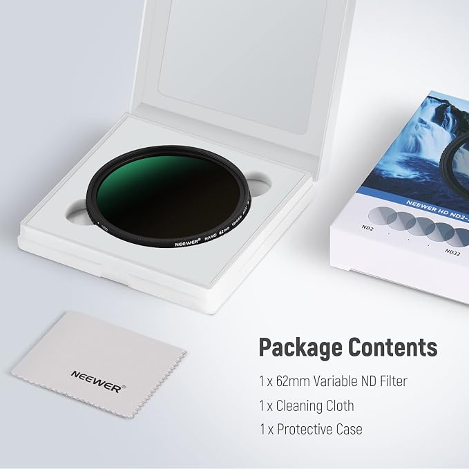 NEEWER 62mm HD Variable ND Filter ND2-ND32 No X Cross/Optical Glass/30 Layer - Image 8
