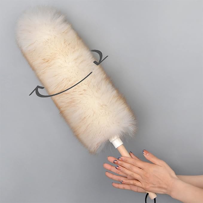 JIYAN Feather Duster with Wood Handle, Blinds Cleaner Purifier, Brush Cleaning - Image 3