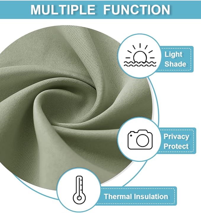 RYB HOME Kitchen Blackout Curtains Over Sink 36 inch Length, Rod Pocket Summer Light UV Blocking Energy Efficient, Cabinet Shelf Cupboard Coverings, Width 29 by Length 36, Sage Green, 2 Panels