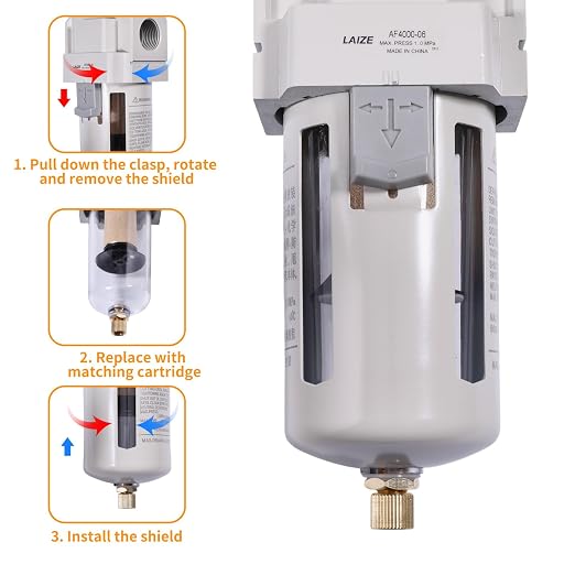 3/4 inch NPT Compressed Air Filter Manual Drain Regulator Brass Filter Element - Image 5