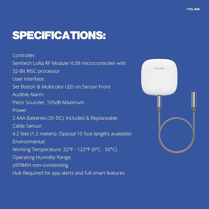 YoLink Water Leak Sensor 2, 1/4 Mile World's Longest Range Smart Home Water - Image 2
