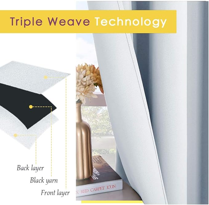 NICETOWN Room Darkening Curtain Panels for Bedroom -Easy-Care Solid Thermal Insulated Grommet Room Darkening Draperies / Drapes (Greyish White, 2 Panels, W70" X L108")