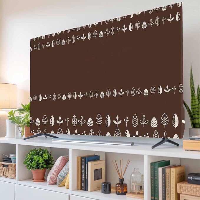 Rustic Botanical Herb on Brown Indoor TV Cover, Elastic TV Screen Protector - Image 6