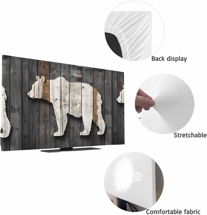 Bear Shadow Animal Portrait Indoor TV Cover, Elastic TV Screen Protector - Image 7