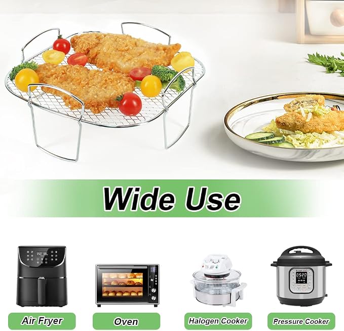 BYKITCHEN 8 Inch Square Air Fryer Rack, Stainless Steel Dehydrator Rack - Image 4
