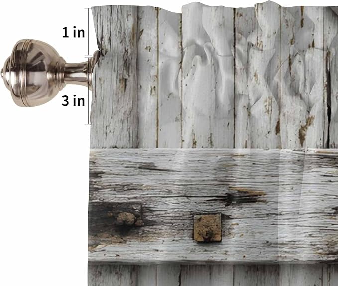 Vintage Gate Tier Curtains 45 Inches Long, Farmhouse Wooden Grain Shabby Chic - Image 6