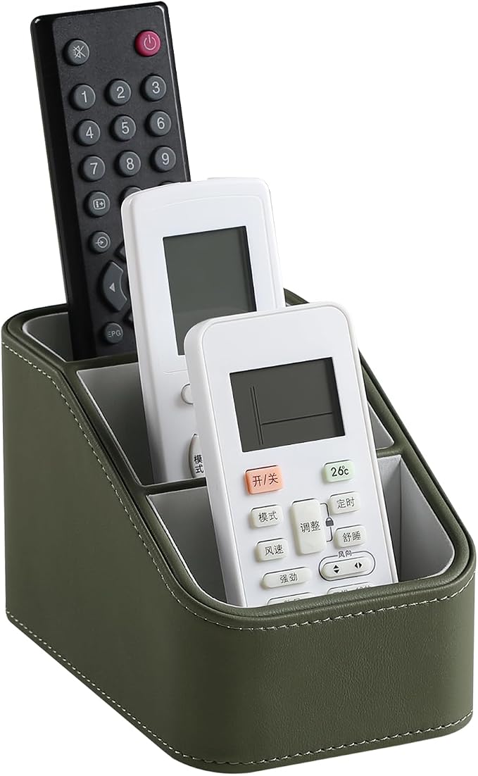 PU Leather Remote Control Holder, Small Desk Organizer Office Supply Bedside by NICLNGSH