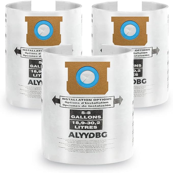 3 Pack Shop Vac 5-8 Gallon Filter Bags, ALYYDBG Type E by ALYYDBG