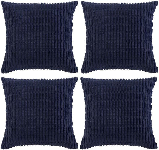 Fancy Homi 4 Packs Dark Grey Decorative Throw Pillow Covers 14x14 Inch for Couch Bed, Rustic Modern Farmhouse Boho Home Decor, Soft Plush Corduroy Gray Cute Square Accent Cushion Case 35x35 cm