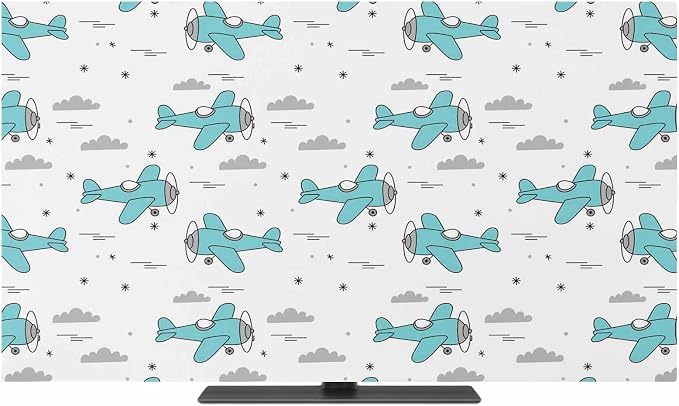 Abstract Blue Aircraft Grey Clouds Indoor TV Cover, Elastic TV Screen Protector by Unknown
