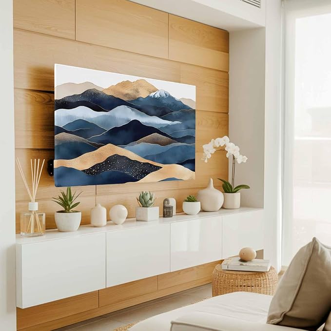 Watercolor Vintage Mountain Shape Indoor TV Cover, Elastic TV Screen Protector - Image 2