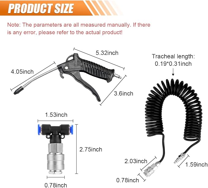 BDZMC Air Blow Gun Kit, Truck Air Duster Gun Cleaning Nozzle Kit, Heavy Duty - Image 2