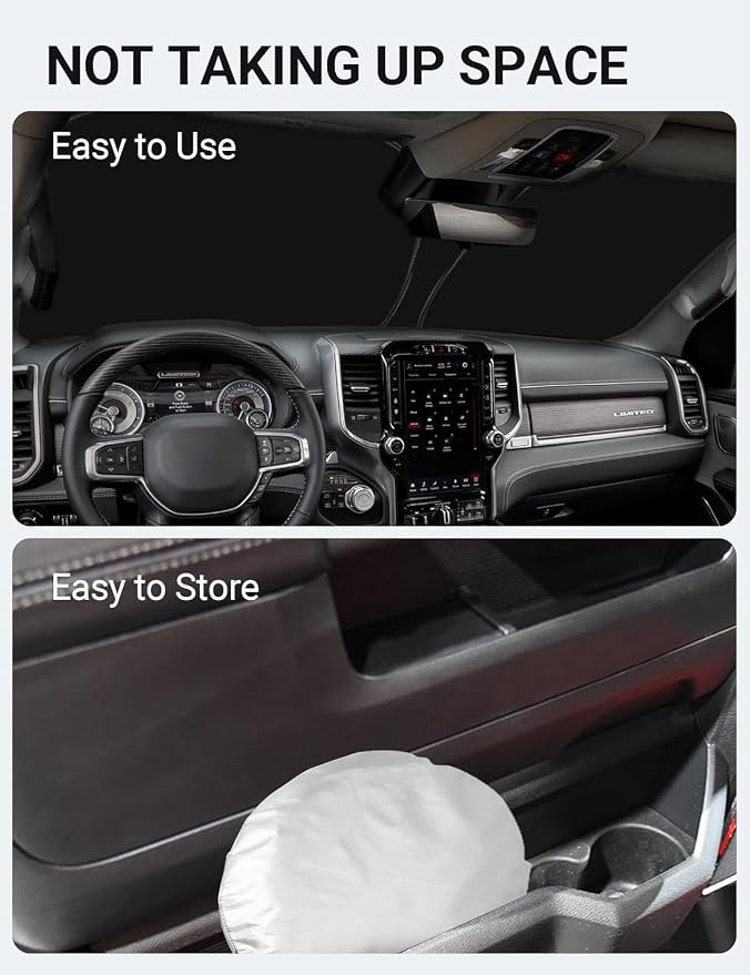 Proadsy 2026 Upgrade Windshield Sun Shade Custom Fit Dodge RAM 1500 2Dr - Image 9