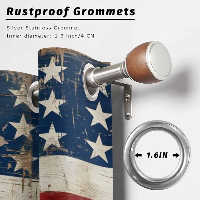 4th of July Outdoor Curtains for Patio USA Flag Independence Day Vintage - Image 2