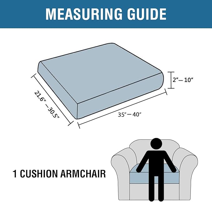 H.VERSAILTEX Super Stretch Individual Seat Cushion Covers Sofa Covers Couch Cushion Covers Slipcover Sets Thick Jacquard Textured Twill Fabric (1 Piece Chair Cushion Cover, Loden Frost)