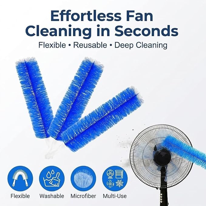 Bendable Microfiber Head, Reusable Dust Remover, Fan Cleaning Brush Washable - Image 3