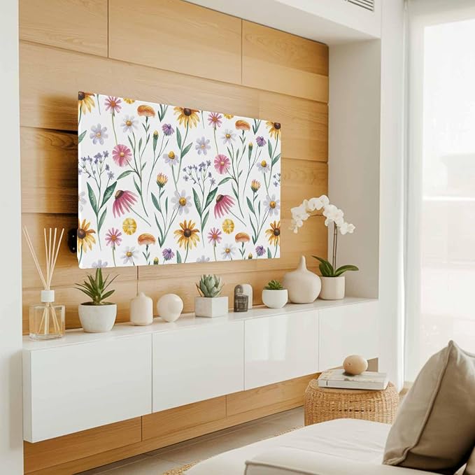 Country Chrysanthemum Floral Indoor TV Cover, Elastic TV Screen Protector - Image 2
