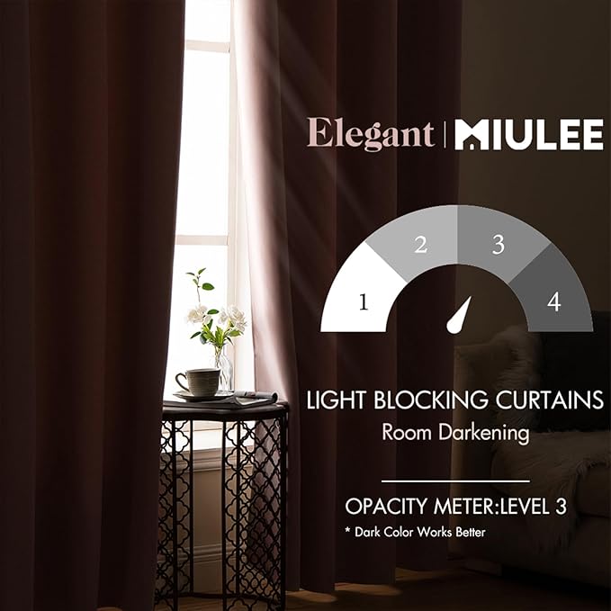 MIULEE Room Darkening Curtains Thermal Insulated Drapes Solid Window Treatment Set Grommet Top Light Blocking Blackout Curtain for Living Room/Bedroom 2 Panels 42 x 84 inch Baby Pink