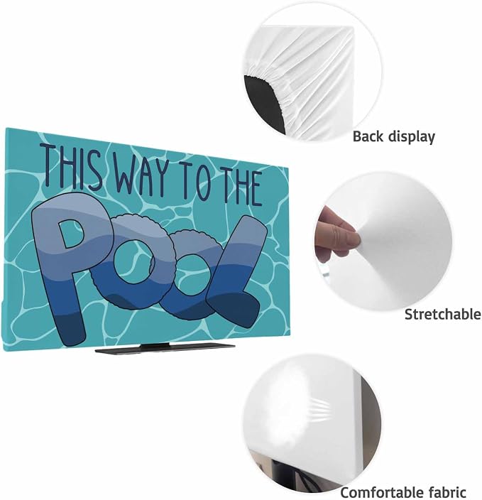 Blue Water Ripples Indoor TV Cover, Elastic TV Screen Protector Gradient This - Image 7