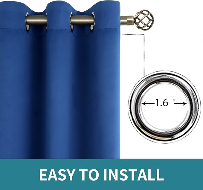 BGment Blackout Curtains for Bedroom - Grommet Thermal Insulated Room Darkening Curtains for Living Room, 52 x 95 Inch, 2 Panels, Royal Blue