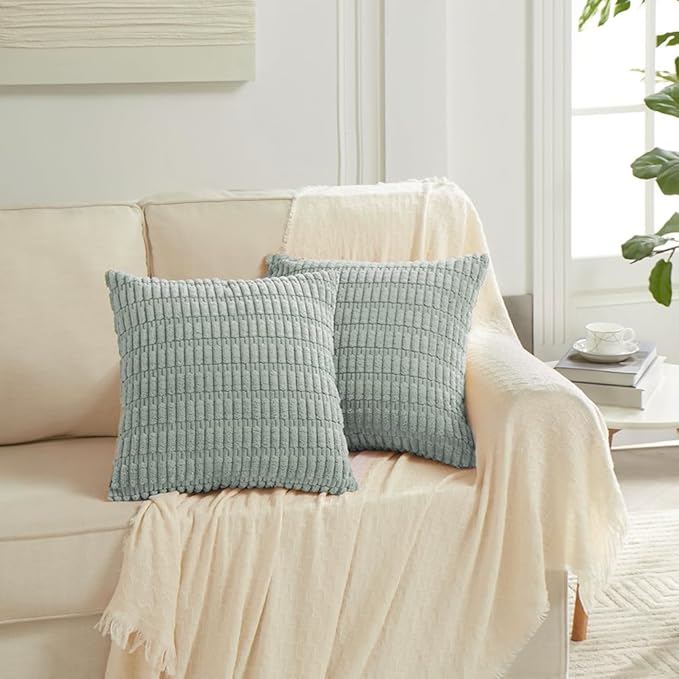 Fancy Homi 4 Packs Decorative Throw Pillow Covers for Living Room Couch Bed, Modern Farmhouse Boho Home Decor, Accent Cushion Case (24 x 24-Inch, Grey Blue)