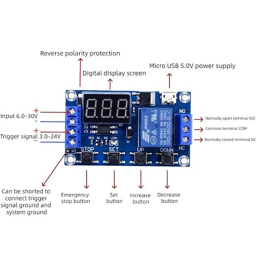 6 PCS Timer Relay Module DC 6-30V Timer Relay Programmable - Image 4