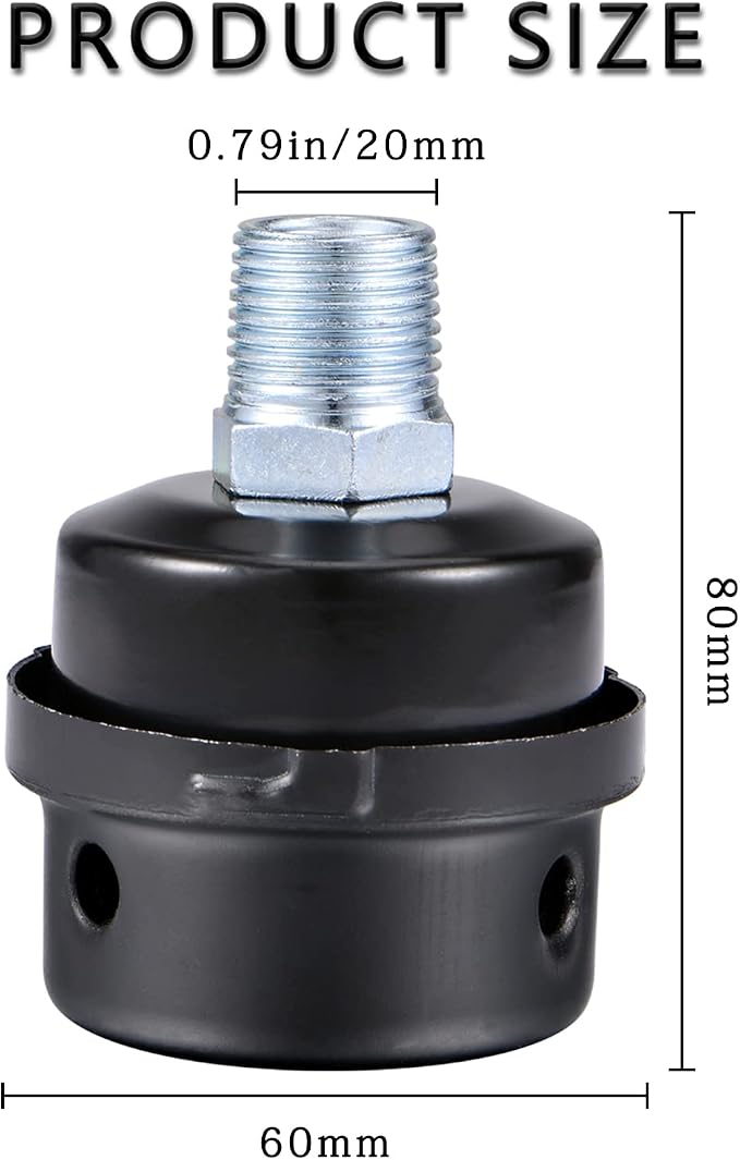 1/2" Thread Male Thread Diameter 20mm Air Compressor Silencer Filter, Thread - Image 3