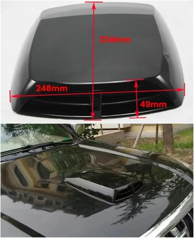 Decorative Hood Scoop Air Intake Flow Vent Black Carbon Universal Car - Image 2