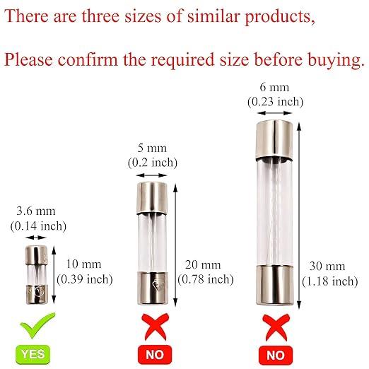 SIXQJZML 10 Pack F2.5AL Fast-Blow Mini Fuse 2.5A 2.5amp 125V Glass Fuses 0.14 x - Image 3