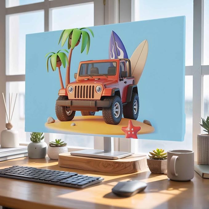 Summer Travel RV Beach Coconut Tree Indoor TV Cover, Elastic TV Screen - Image 4