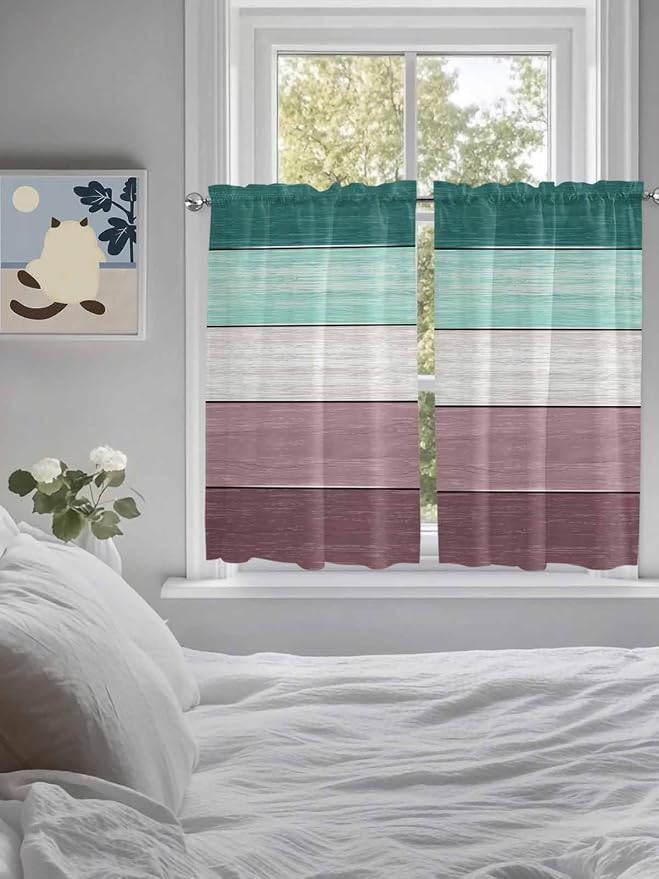 Retro Farm Woodcuts Texture Window Valance Curtains, 2 Panel - Image 5