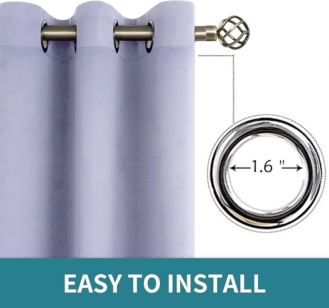 BGment Room Darkening Curtains 45 Inches Long - Grommet Thermal Insulated Drapes Window Treatment Curtains for Bedroom, 2 Panels, 38 x 45 Inch, Lavander