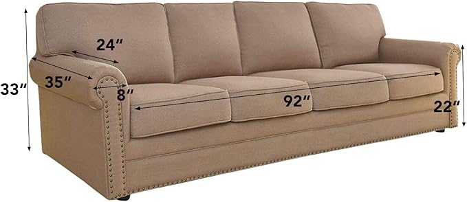 Easy-Going Stretch 4 Seater Sofa Slipcover 1-Piece Sofa Cover Furniture Protector Couch Soft with Elastic Bottom for Kids, Polyester Spandex Jacquard Fabric Small Checks Light Gray