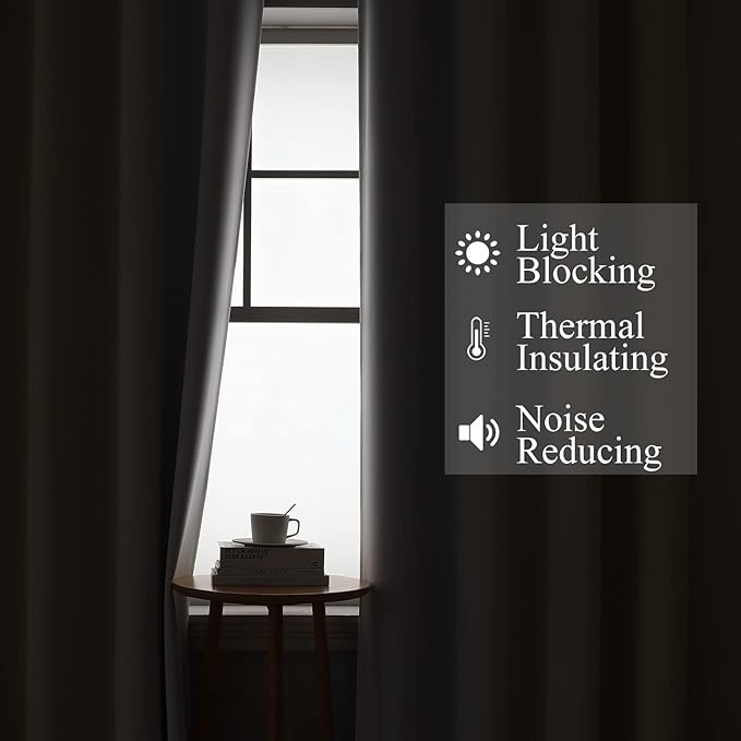 Estelar Textiler Beige and Greyish White Ombre Blackout Curtains 63 Inches Length 2 Panels Set for Bedroom, Thermal Insulated Full Light Blocking Grommet Gradient Drapes for Living Room, 42Wx63L