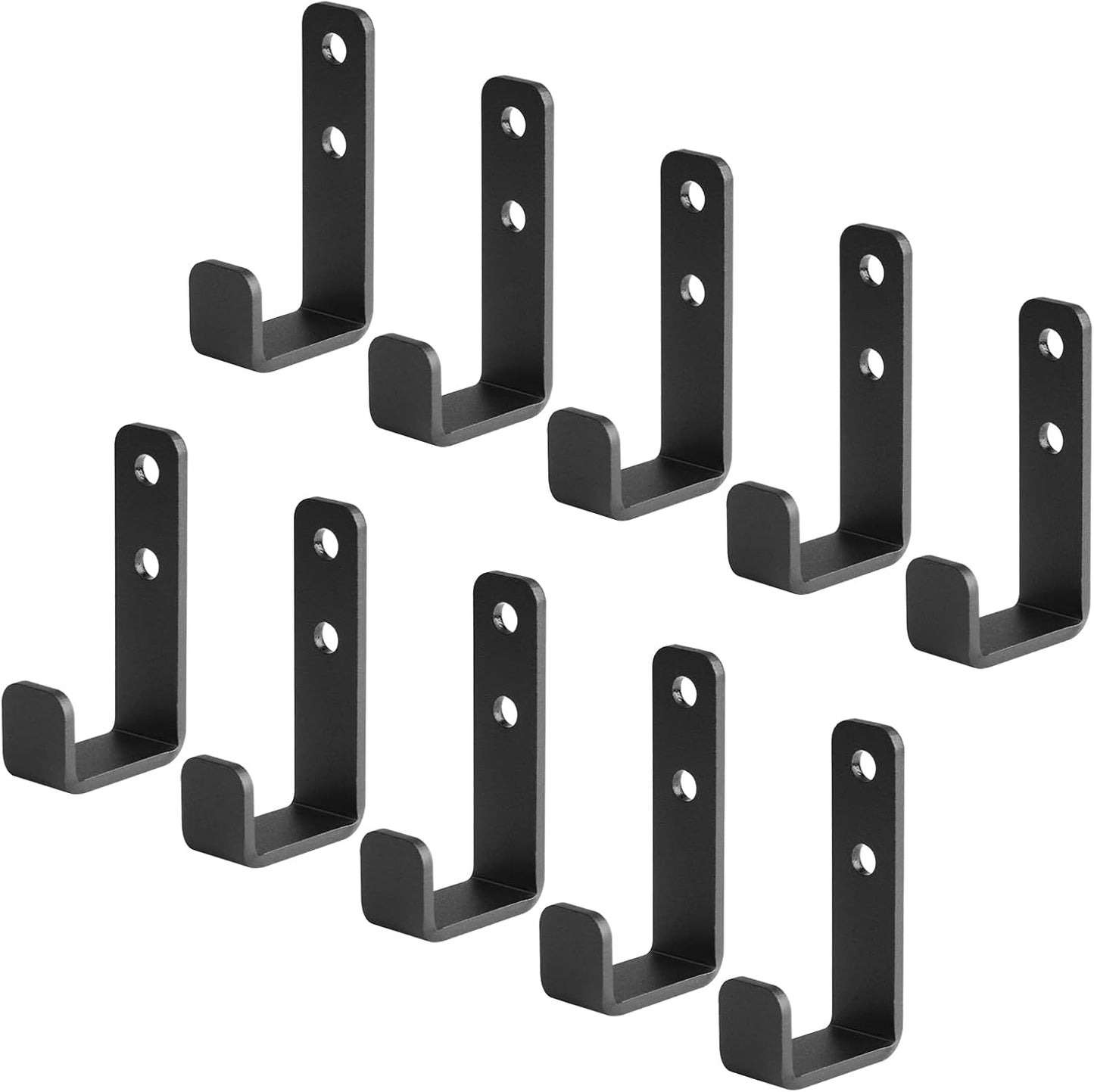 10 Pack 2-3/4" Mini Black Steel Utility J Hook, Wall Mount Garage Storage Hanging Hook, Load 66 lbs, 1-1/8" Inner Width