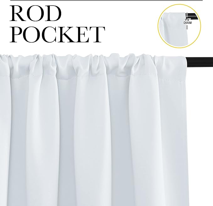 NICETOWN Greyish White Window Curtain Panels - Thermal Insulated Rod Pocket Room Darkening Curtain Sets for Bedroom (Greyish White, 2 Panels, 34 by 40)