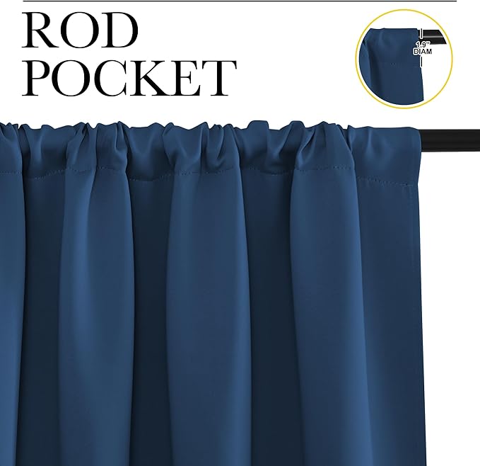 NICETOWN Blackout Curtains for Bedroom, Blackout Curtain Panels, Moroccan Blue, 1 Pair, 42 by 45-inch, Window Treatment Energy Saving Thermal Insulated Solid Rod Pocket Blackout Drapes/Draperies