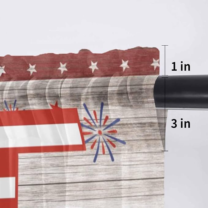 4th of July Sheer Valances for Windows 42"x12", Light Filtering Kitchen - Image 7