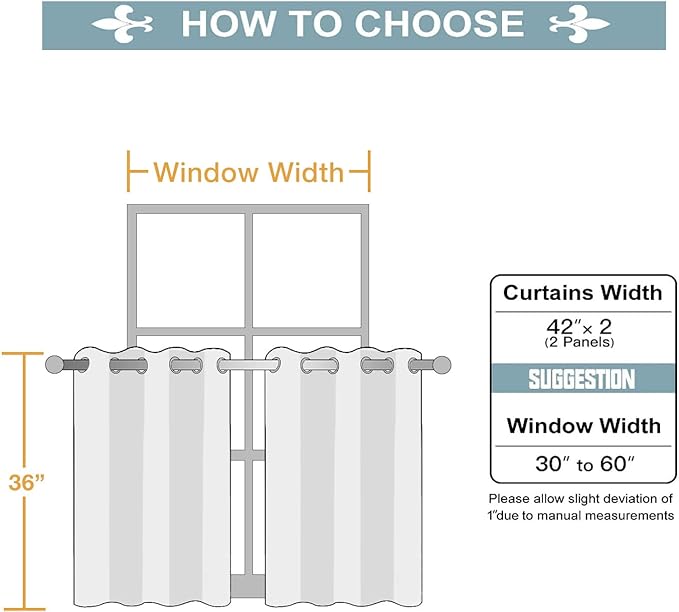 ChrisDowa Small Window Curtains for Kitchen and Bedroom - Grommet Short Thermal Insulated Room Darkening Curtains (2 Panels, Cappuccino, 42 x 36 Inch)