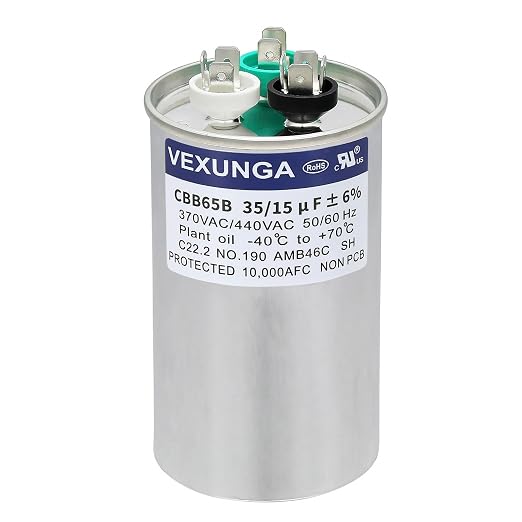 VEXUNGA 35/15 uF 35+15 MFD 370VAC or 440VAC Dual Run Start Round A/C Capacitor by VEXUNGA