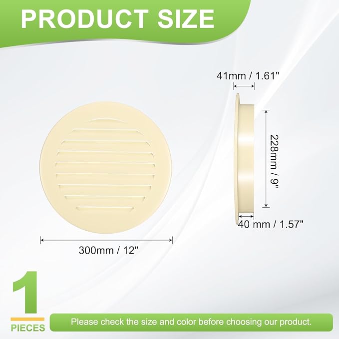 PATIKIL 9" Round Air Vent, Louver Grille Cover Aluminum Alloy Soffit Vent HVAC - Image 2